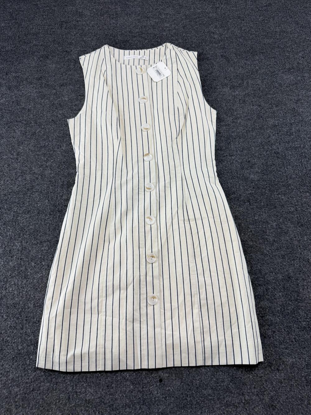 Altar'd State Dress Womens Small White Striped Button Front Sheath Mini Lined